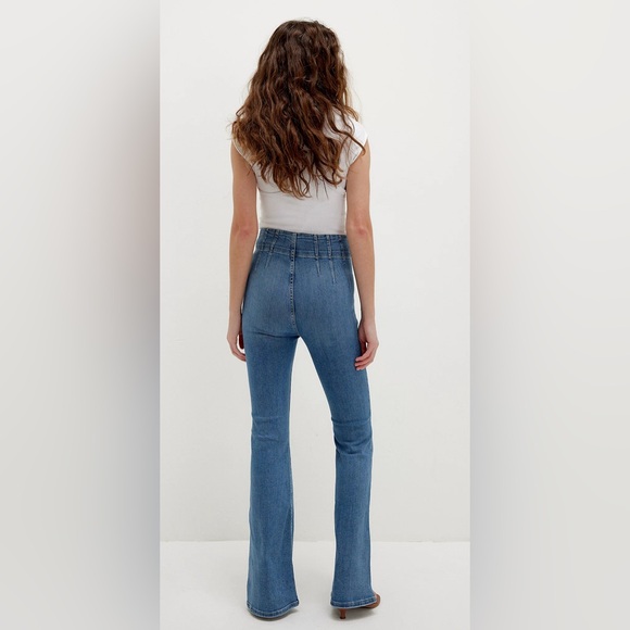 NEW WE THE FREE JAYDE FLARE HIGH RISE STRETCH DENIM BLUE JEANS 31x27 - Picture 3 of 16